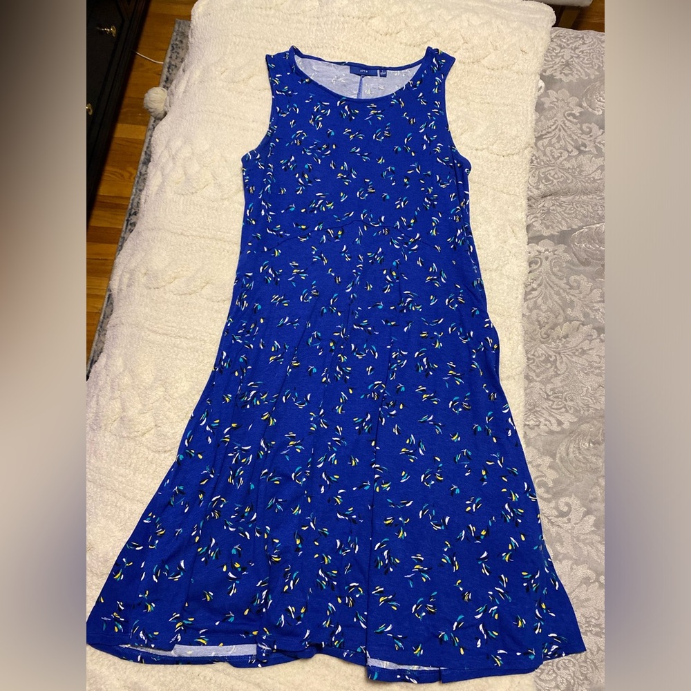 Blue Floral Sleeveless Dress | L
